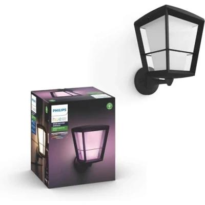 Obrázek Philips Hue White &amp; Color Ambiance Econic nástěnné svítidlo pro venkovní použití černé 1040 lm, stmívatelné, 16 milionů barev, ovládání pomocí aplikace, kompatibilní s Amazon Alexa