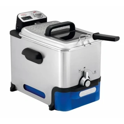 Obrázek Tefal FR8040 Oleoclean Pro Inox &amp; Design fritéza 2300 W kapacita 1,2 kg vyjímatelná nádoba na olej automatická filtrace oleje/tuku časovač termostat křupavé hranolky ušlechtilá ocel/černá