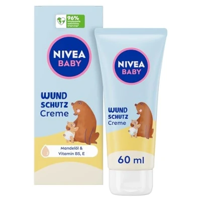 Obrázek NIVEA dětský krém na ochranu ran, zmírňuje zarudnutí v oblasti plenek, hypoalergenní hydratační s přírodním mandlovým olejem, panthenolem, oxidem zinečnatým + vitamin E pro jemnou