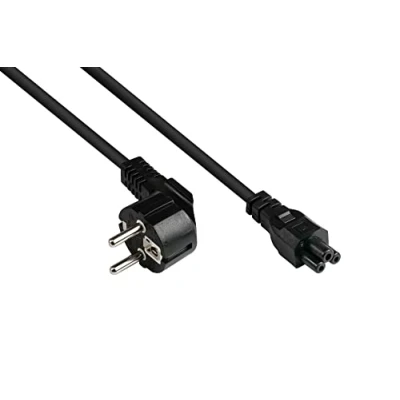 Obrázek Good Connections P0105 S050 síťový kabel, 5 m, konektor s ochranným kontaktem typ E+F (CEE 7/7, zalomený) na C5 (rovný), napájecí kabel pro notebook, monitor, 0,75 mm² černý