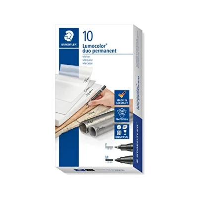 Obrázek STAEDTLER Lumocolor 348 9 permanentní dvojšpičatý popisovač, 10 kusů, černý