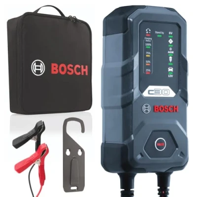 Obrázek Bosch C30 Kfz Batterieladegerät, 3,8 Ampere, mit Erhaltungsfunktion für 6 V / 12 Blei Säure, Wet, EFB, Gel, AGM und offene VRLA Batterien