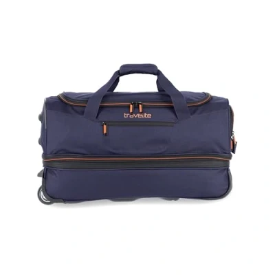 Obrázek travelite 2kolová Cestovní taška na kolečkách vel. L s roztahovacím záhybem, zavazadlo série BASICS: měkké kolečky extra objemem, 096276, Modrá/oranžová,