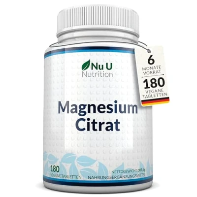 Obrázek Citrát hořečnatý 200 mg 180 tablet hořčíku v jedné tabletě zásoba 6 měsíců vysoká dávka Nu U Nutrition
