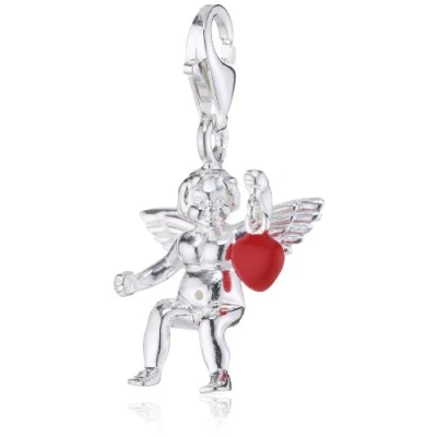 Obrázek Thomas Sabo Dámské Charm Club přívěsek anděl 925 sterlingové stříbro s červeným Baumelnden Emailové srdce 0414 007 10