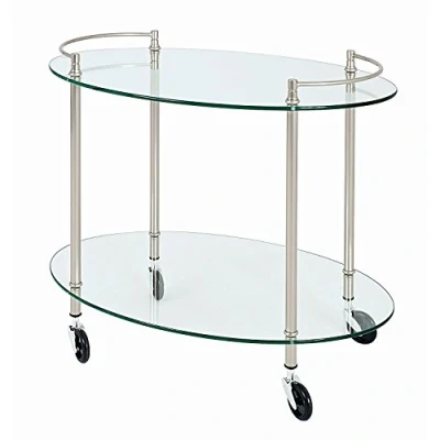 Obrázek HAKU Möbel Servírovací vozík vzhled ušlechtilé oceli, kov, bezpečnostní sklo 8 mm rozměry: Š 68 cm x V 63 H 46 cm, styl: Contemporary
