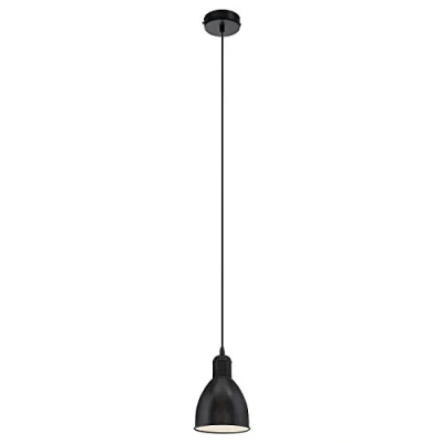 Obrázek EGLO závěsná lampa Priddy, 1 plamenné vintage závěsné svítidlo v industriálním designu, retro z oceli, barva: černá, bílá, objímka: E27