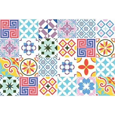 Obrázek Ambiance Live Károvaný cement tetování na zeď AZULEJOS 20 x cm 24dílná