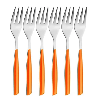 Obrázek BUGATTI, Glamour, Set mit 6 Dessertgabeln aus Edelstahl 18/10 und ORANGE Griff, in Geschenkbox verpackt, spülmaschinenfest