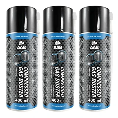 Obrázek AAB čisticí sprej 3 x 400 ml, tlakový čistič vzduchu, stlačený vzduch z dózy, klávesnice, PC, obrazovky, herní konzole, počítačové skříňky, Air Duster, tlak čistič,