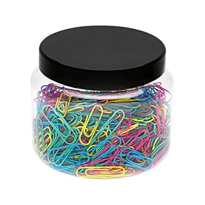 Obrázek WEDO 90124450079 kovové kancelářské sponky 27 mm, 500 kusů s nylonovým potahem v praktické dóze, různé barvy