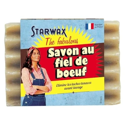 Obrázek STARWAX THE FABULOUS Gallseife Beseitigt hartnäckige Flecken vor dem Waschen Festes Format 99% biologisch abbaubar Ohne Farbstoffe Französische Herstellung Einfache Anwendung 100 g
