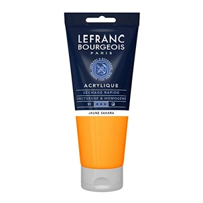 Obrázek Lefranc Bourgeois akrylová barva 300440 Fine Saharská žlutá, tuba 200 ml, krémová na vodní bázi, rychleschnoucí, stálá světle, voděodolná