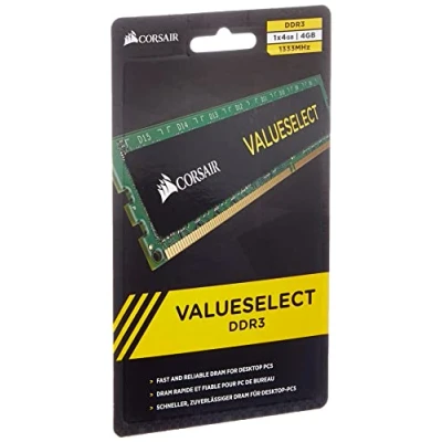 Obrázek Corsair CMV4GX3M1A1333C9 Value Select 4GB (1x4GB) DDR3 1333 Mhz CL9 Standard Desktop Memory