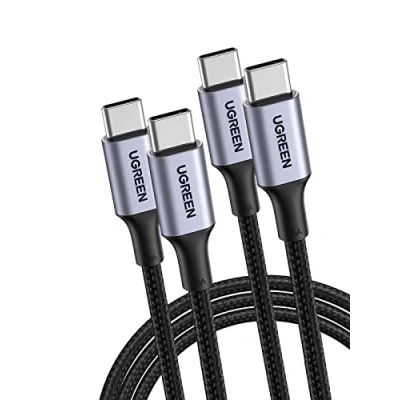 Obrázek UGREEN 100W USB C na kabel 2 kusy PD 3.0 nabíjecí 5A/20V PPS kompatibilní s iPhone 16, 15, M3 MacBook Pro/Air, iPad Pro 2024, Galaxy S24 Ultra, Pixel 9/8, Steam Deck atd. (3M)