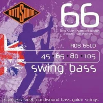 Obrázek Rotosound Struny z ušlechtilé oceli pro basy, kulatý drát, Double Ball End, standardní tloušťka 45 65 85 105