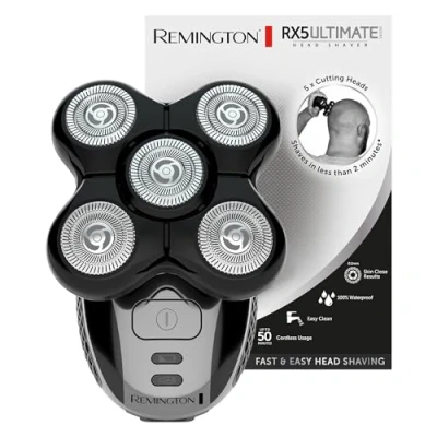 Obrázek Remington Pánský elektrický holicí strojek, strojek na hlavu (černý, 5 holicích hlav, hladký výsledek holení s max. 0,2 mm, sběrný komor, detailní zastřihovač) XR1501