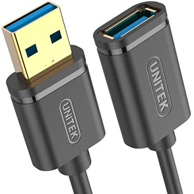 Obrázek UNITEK kabel USB 3. 0 A konektor na zdířku/prodlužovací / 0,5 metru, černá/prodloužení pro tiskárnu, klávesnici, čtečku karet atd. Y C456GBK