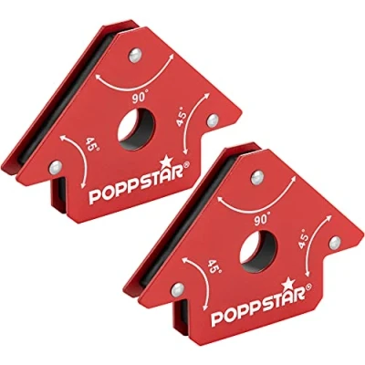 Obrázek Poppstar svařovací magnet malý 2dílná sada/magnetický úhel s přilnavostí 11,3 kg, rozměry úhlu 45, 90, 135