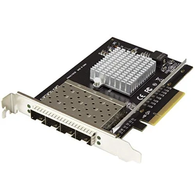 Obrázek StarTech.com Quad Port 10G SFP+ síťová karta Intel XL710 Open Converged Adapter PCIe 10 Gigabit Ethernet server NIC 10GbE LWL LAN Dell PowerEdge HPE ProLiant (PEX10GSFP4I)