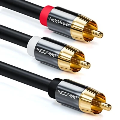 Obrázek deleyCON 3,0m kabel subwooferu Cinch RCA Y digitální koaxiální Pozlacený konektor Audio na 2x