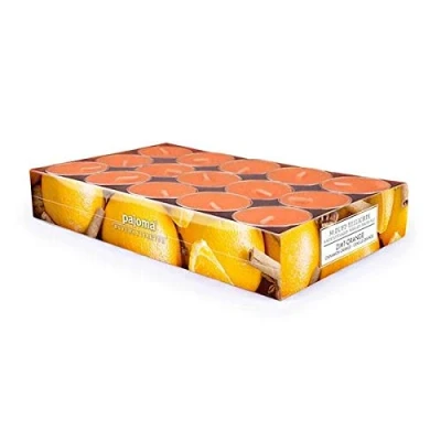 Obrázek pajoma® Čajové svíčky 30 kusů, skořicově oranžová vonné čajové v hliníkovém pouzdru, doba hoření cca 4 hodiny výška 1,5 cm ø 3,5 prémiová kvalita dekorace, gastronomie, outdoor,