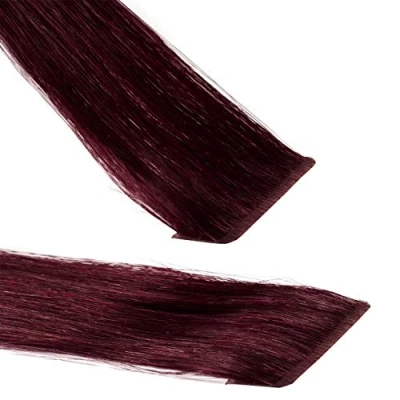 Obrázek hair2heart Prémiové Invisible Tape Extensions pravé vlasy 40 Tapes 60 cm Burgundsko