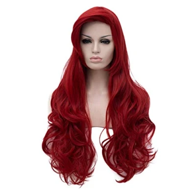 Obrázek ATAYOU Lange Damen Wellenförmige Rot Synthetische Cosplay Perücke für Frauen Halloween und Party Fancy Dress mit 1 Kappe (Lange A)