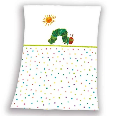 Obrázek Herding Dětská deka, housenka, sedací plocha, 75 x 100 cm, měkký polyester, bílá