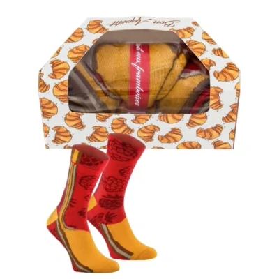 Obrázek Rainbow Socks Dámské pánské veselé Croissant ponožky dárek 1 pár, x malina