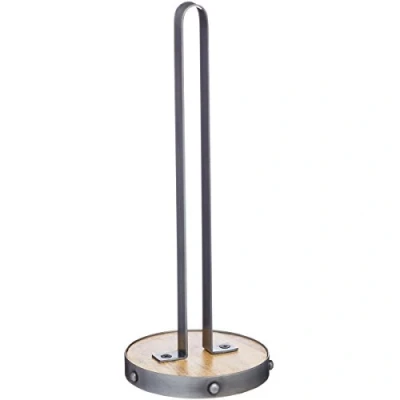 Obrázek KitchenCraft Držák kuchyňských utěrek Industrial Kitchen, dřevěné dno s kovovým držákem, volně stojící, 31 cm, šedá/béžová