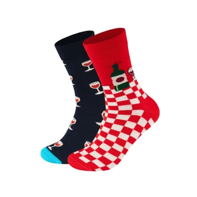 Obrázek Happy Socks WINE GIFT SET Unisex 2 PACK Ponožky, Velikost: 36 40, Black/red
