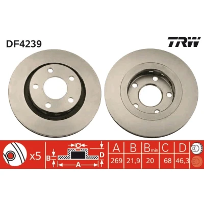 Obrázek Brzdový kotouč TRW DF4239