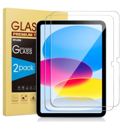 Obrázek SPARIN 2 kusy ochranná fólie pro iPad 10. Generace 2022, tvrdost 9H ochranné sklo na displej pancéřové 10 fólie, 10,9 palců