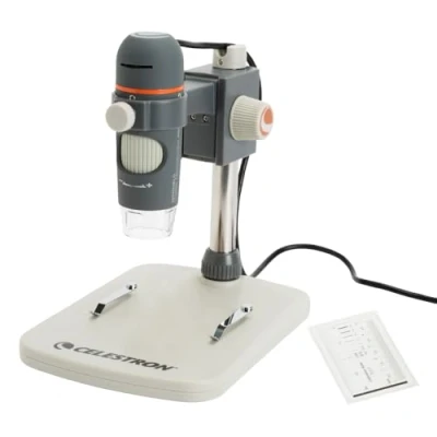 Obrázek Celestron 44308 ruční digitální mikroskop Pro, 20 až 200násobné zvětšení, šedý/bílý