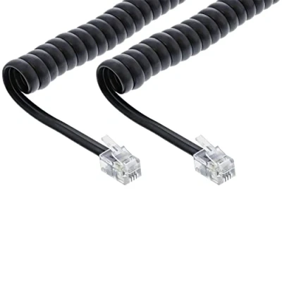 Obrázek InLine Spirálový Kabel, RJ10 ST/ST, max. 2 m Černá, 1: 1 Dokládá