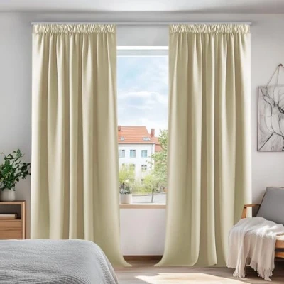 Obrázek Deconovo Termo záclona, zatemňovací závěs s řasicí stuhou, ložnice, záclony, termoizolační proti chladu, tepelná ochrana, ochrana 290 x 140 cm (výška šířka),