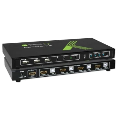 Obrázek Techly 4x1 USB KVM 4Kx2K IDATA HDMI4U Hdmi Switch, Schwarz