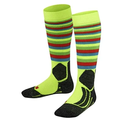 Obrázek FALKE Unisex dětské SK2 Stripes lyžařské ponožky středně silné polstrování proti foukání podkolenky pro lyžování prodyšné rychleschnoucí regulující klima, vlna zabraňující zápachu funkční