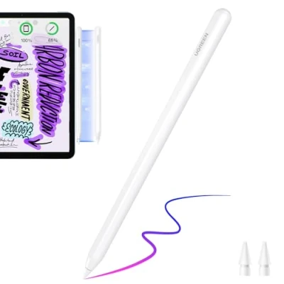 Obrázek UGREEN Stift für iPad 2. Generation magnetisch kabellosladen Schnellladeleistung Neigungssensitivität Palm Rejection Stylus Pencil Pro 11&quot; 4/3/2/1, 12,9&quot; 6/5/4/3, Air 4/5, Mini 6
