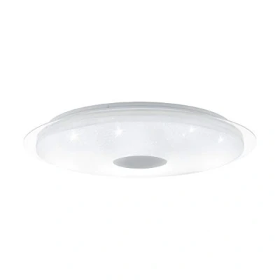 Obrázek EGLO LED stropní svítidlo Lanciano, lampa s křišťálovým efektem, dálkové ovládání, nastavitelná barva světla (teplá studená), noční světlo, stmívatelné, z kovu, plastu v bílé, průhledné,