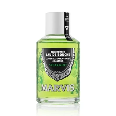 Obrázek Marvis Koncentrát ústní vody Spearmint, 120 ml, nealkoholický výplach úst podporuje dlouhotrvající svěží dech, zdravé dásně a redukuje zubní plak