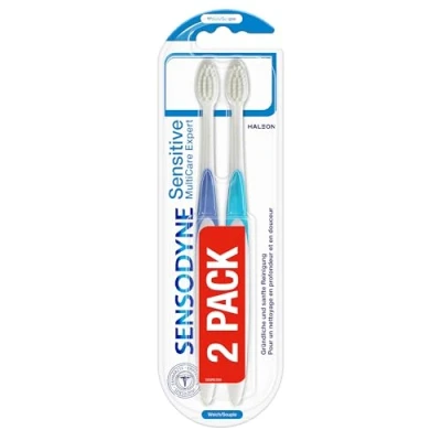 Obrázek Sensodyne Sensitive MultiCare Expert zubní kartáček dvojité balení, měkký, 2 kusy, speciálně vyvinutý pro lidi se zuby citlivými na bolest