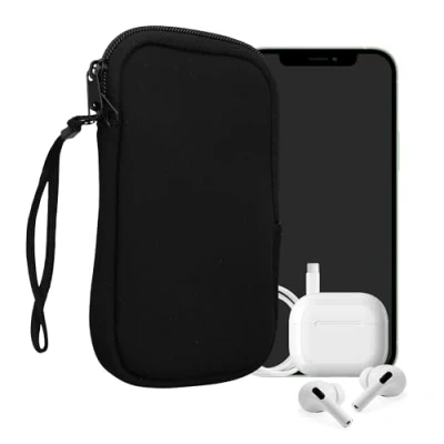 Obrázek kwmobile pouzdro na mobilní telefon pro smartphony M 5,5&quot; neoprenové černé mobil 15,2 x 8,3 cm vnitřní rozměry