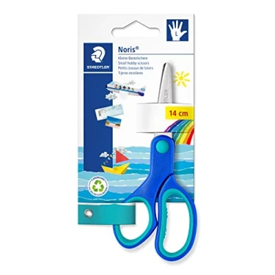 Obrázek STAEDTLER 965 14LNBK nůžky pro kutily (Noris Club, ergonomická rukojeť zóna, zaoblené čepele, vysoký řezný výkon, leváky, délka: 14 cm)