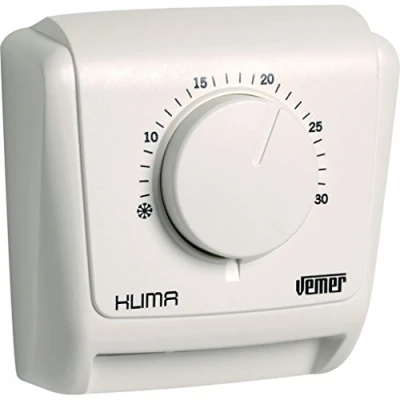 Obrázek VEMER VE019600 KLIMA 3 Mechanischer Raumthermostat, Heizungsthermostat, Thermostat mit Betrieb Heizung und Klimaanlage, Weiß