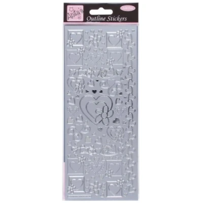 Obrázek Anita&#039;s Outline Stickers Herzen Silber