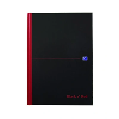 Obrázek Oxford Black n&#039; Red vázaný poznámkový blok A4, Kladde, 90 g/m², čtverečkovaný