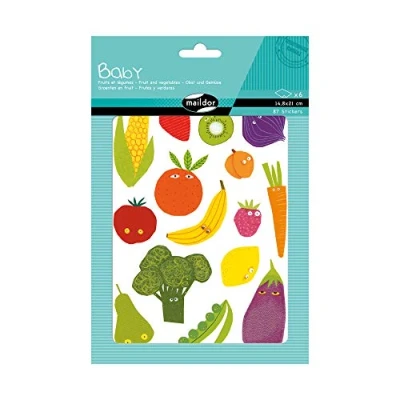 Obrázek Maildor AE030O Baby Packung Stickers (mit 6 Bögen in Format DIN A5, 14, 8 x 21cm, ideal für Kinder ab 2 Jahren, Obst und Gemüse) 1 Pack