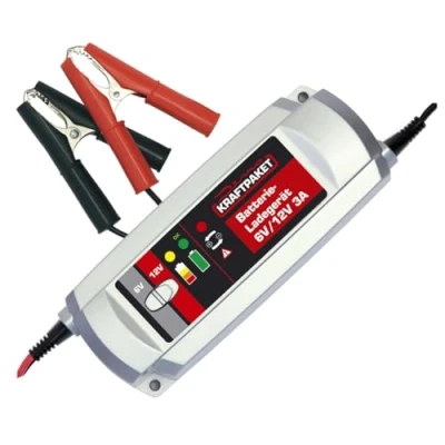 Obrázek Dino KRAFTPAKET Inteligentní a automatická nabíječka baterií 3A 6 V/12 V / pro olovo kyselinu, gelová baterie do auta auta, motocyklu, malé dodávky, osobní automobily, veterány,